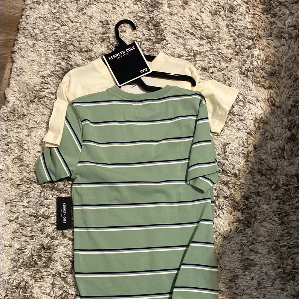 Kenneth Cole Green Striped T-Shirt
